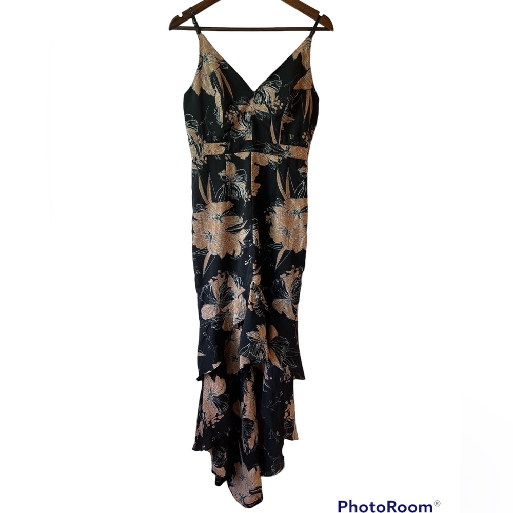 SOLD Lulu’s Darling Daylily Black Floral Print High-Low Maxi Dress - Picture 4 of 12